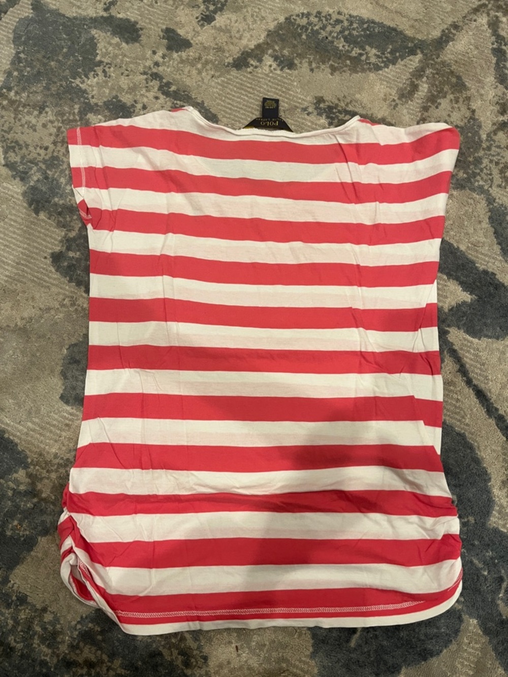 Polo by Ralph Lauren Coral and White Striped Short Sleeve Tee - Picture 5 of 5
